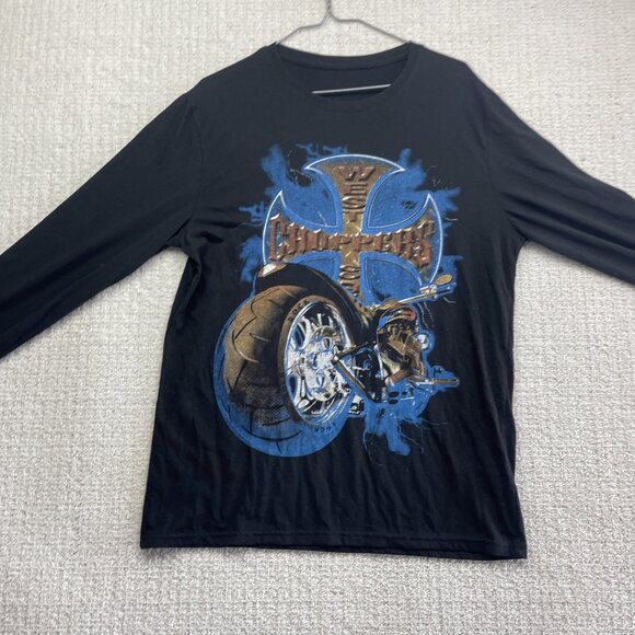 Retro BOOT West Coast Choppers Long Sleeve Shirt Men L Motorcycle Distresse READ - Picture 5 of 11